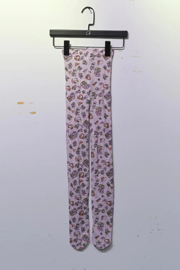 Jennyfax original print tight pants jfaw22tights01 pink cartoon